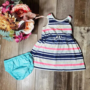 Carter's Baby Girl 12m Summer Outfit Set Sleeveless Dress and Bloomers 2 pc